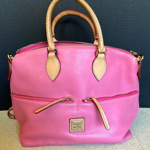 NWOT Dooney & Bourke Dillen Double Pocket Satchel,Bubble Gum - Picture 1 of 4